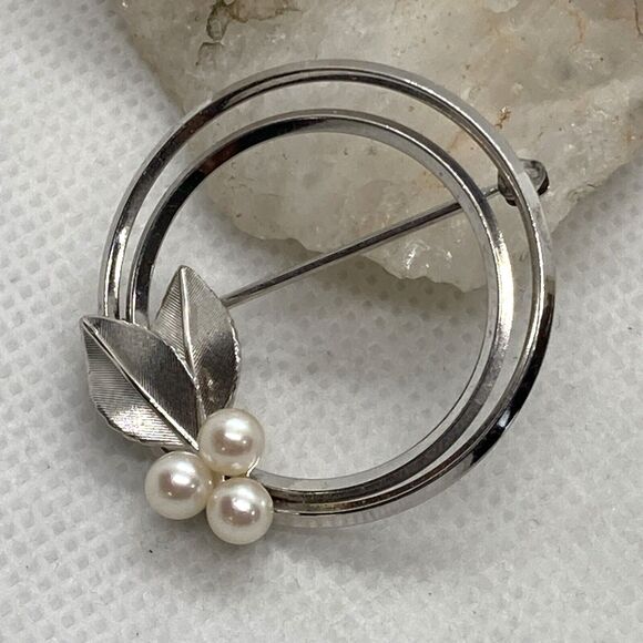 Vintage Lot of 3 Signed Monet Krementz Emmons Silver Tone Pin‎ Brooch Rhinestone - Picture 12 of 16